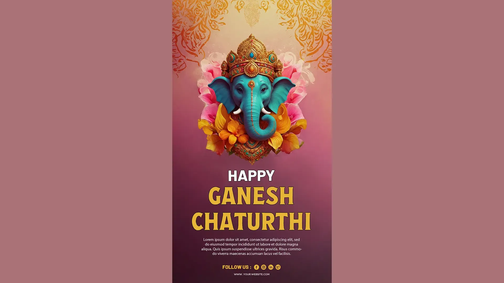 Luxurious Lord Ganesha Instagram Story with Floral Embellishments image